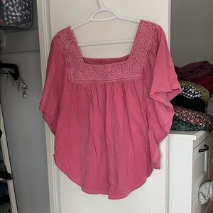 Pink Square Neck Women's Top